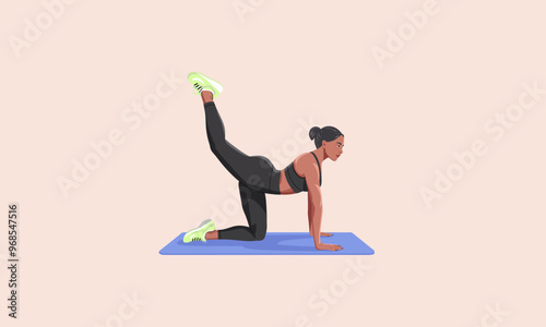 A woman stretching on a yoga mat while performing leg raises.