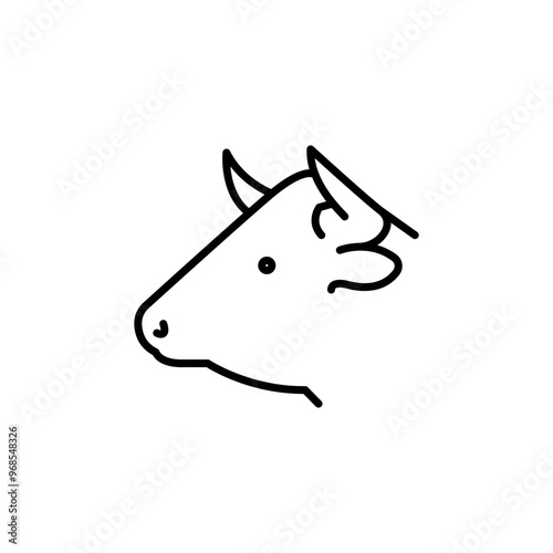 Cow icon. Simplified representation of a dairy cow, a staple in agricultural imagery, associated with milk and beef production. Ideal for agricultural businesses. Vector illustration