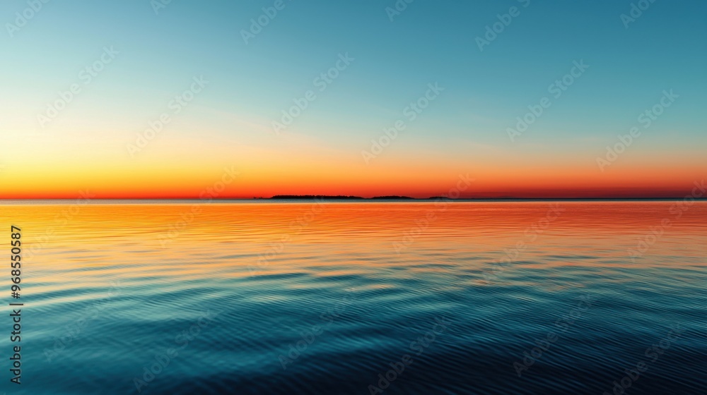 Fototapeta premium Tranquil Sunrise Over Serene Ocean Waters - Renewal and Fresh Beginnings