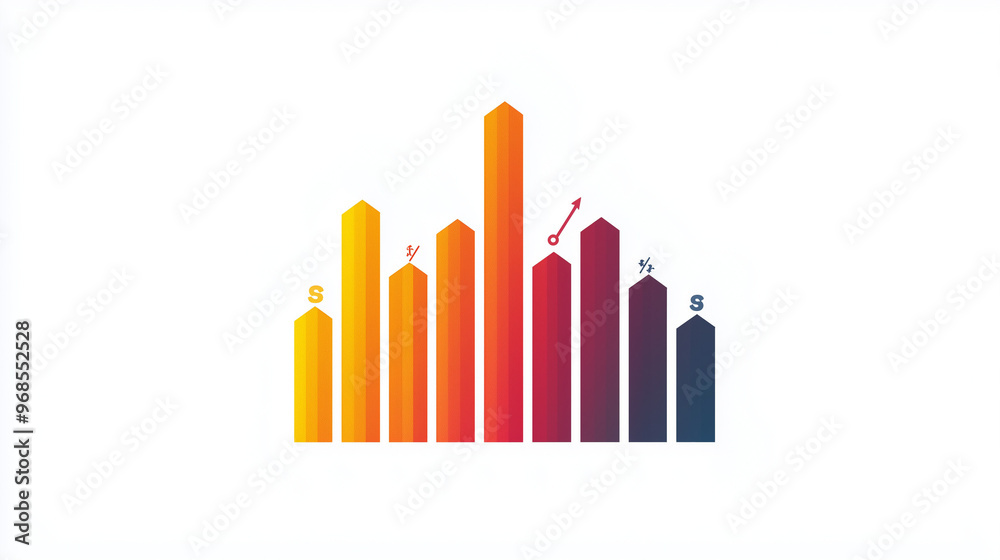A minimalist design of a digital bar chart showing increasing profits A minimalist design of a digital bar chart showing increasing profits