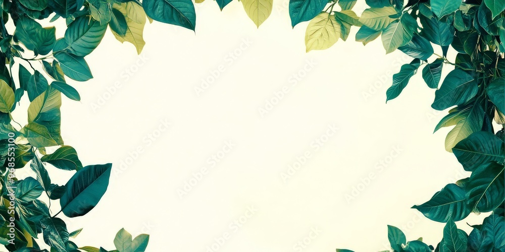 Naklejka premium Green Leaves Frame.