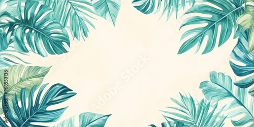 Wallpaper Mural Tropical Leaves Watercolor Border. Torontodigital.ca