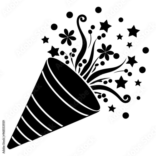 Confetti popper for party silhouette vector illustration