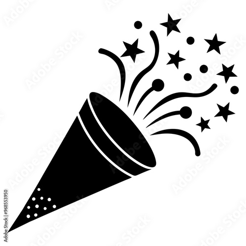 Confetti popper for party silhouette vector illustration