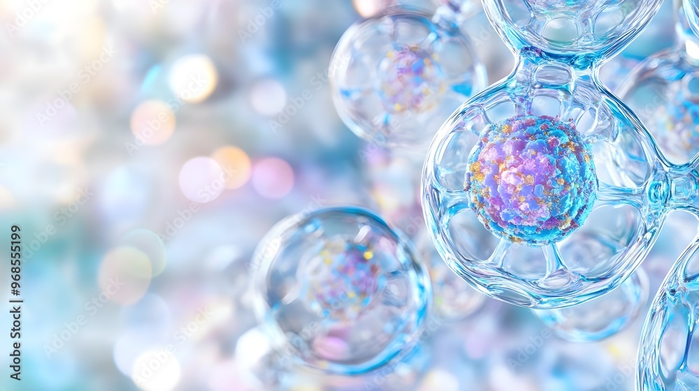 Abstract Cell Structure with Blue and Pink Hues Abstract Cell Structure with Blue and Pink Hues