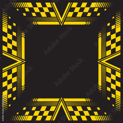 Checkered flag racing halftone frame
