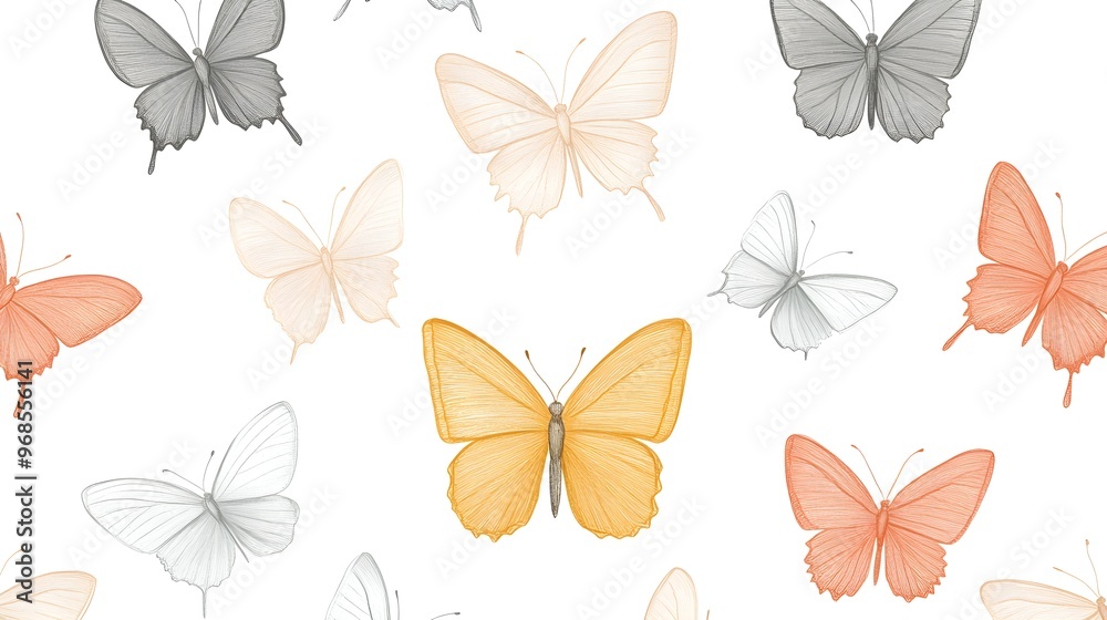 Seamless Pattern with Watercolor Butterflies Seamless Pattern with Watercolor Butterflies