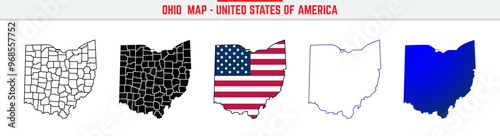 Ohio Map with editable stroke icon. Ohio USA State thin line icon, Ohio map vector illustration, Ohio, OH  silhouette vector map