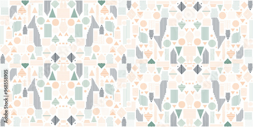 Bold Seamless Geometric Pattern with Symmetrical Lines and Diamond Shapes – Eye-catching and Trendy Design for Fashion Textiles, Modern Wallpaper, and Stylish Backdrops