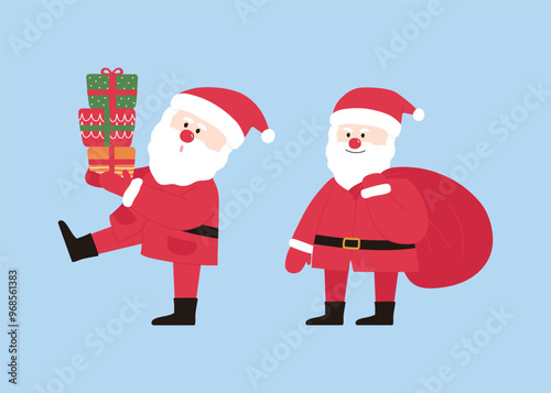 Santa character holding a gift