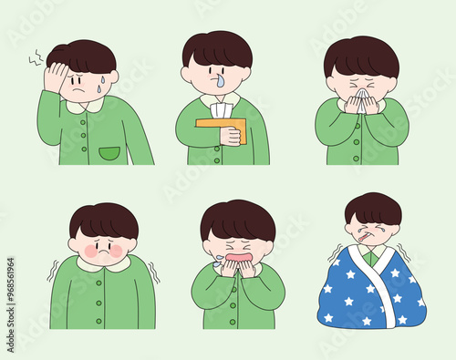 a child character with a cold