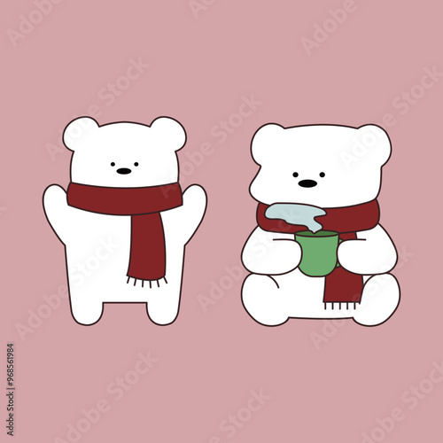 A cute bear character in a scarf