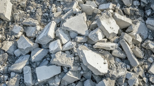Wallpaper Mural A pile of broken concrete debris scattered on the ground, showing rough textures and sharp edges, symbolizing demolition and construction Torontodigital.ca