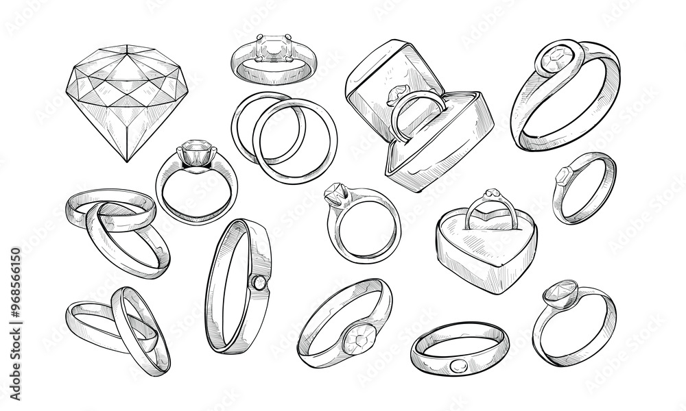 ring jewelry handdrawn collection ring jewelry handdrawn collection