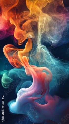 colorful abstract smoke against a dark background