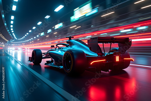 fast sports car on the highway at night