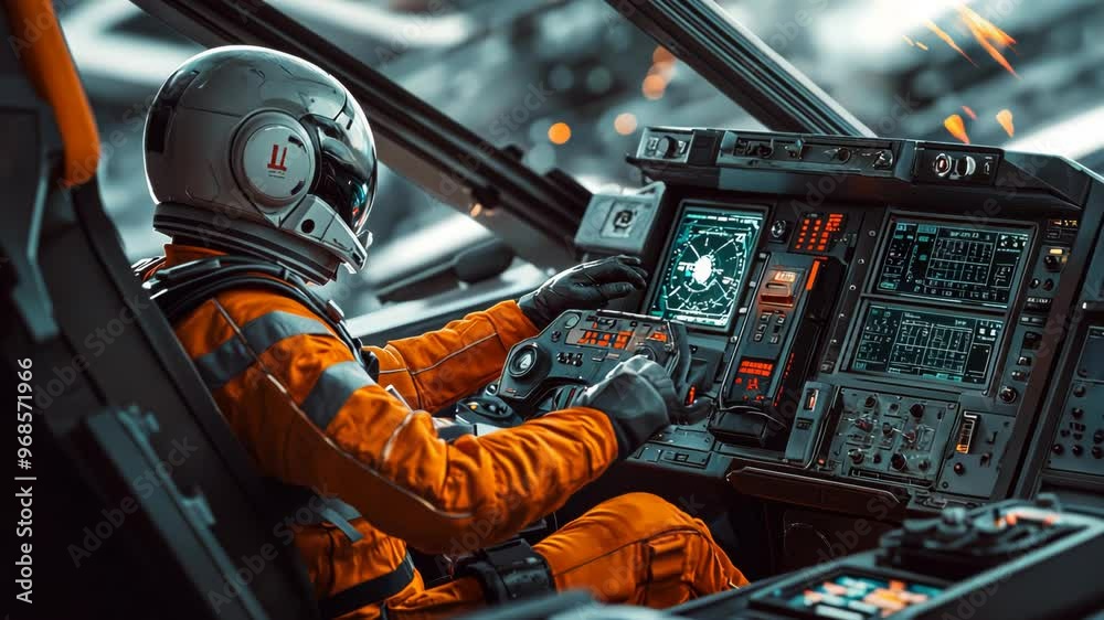Astronaut Piloting Spacecraft in Deep Space Astronaut Piloting Spacecraft in Deep Space
