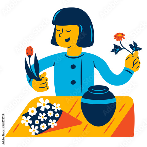 Florist making a bouquet