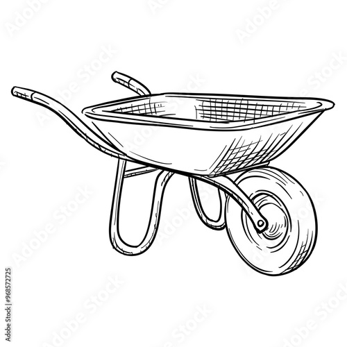 farm wheelbarrow handdrawn illustration