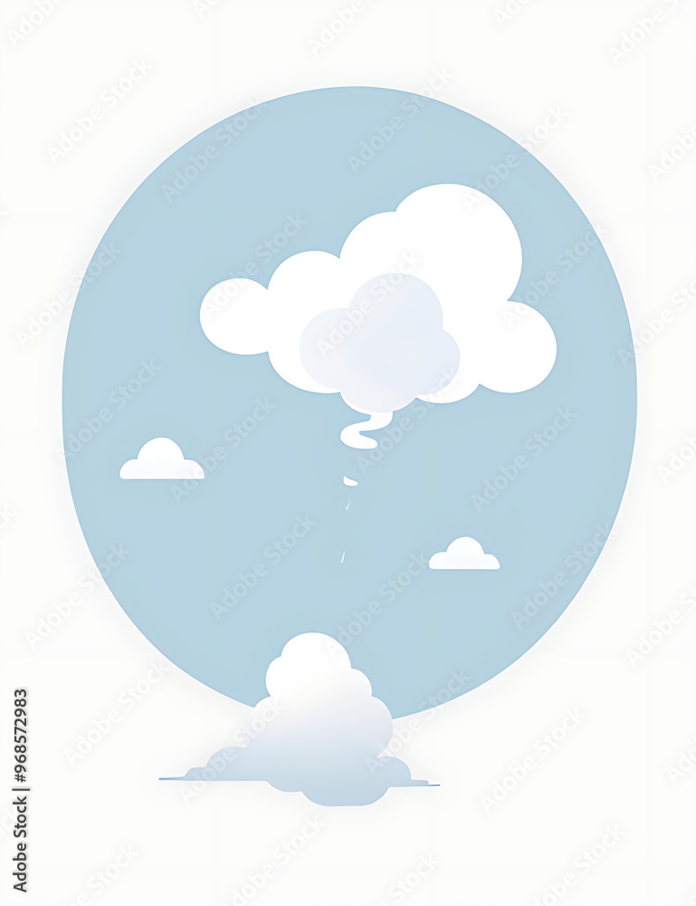 A minimal illustration of a single cloud, with a small drop of rain falling from it. The design conveys simplicity, weather, and the calm before the storm A minimal illustration of a single cloud, with a small drop of rain falling from it. The design conveys simplicity, weather, and the calm before the storm
