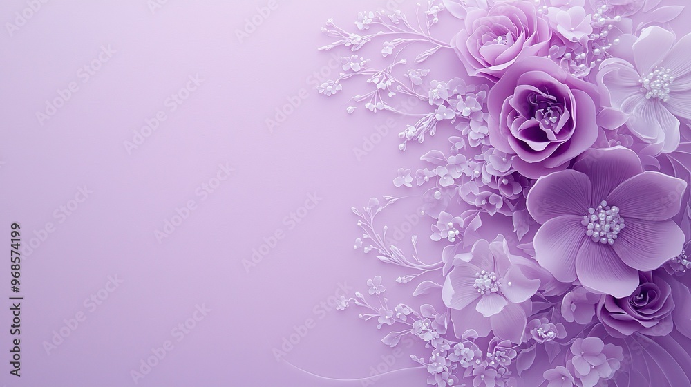 A zoomed-in picture of multiple flowers against a lavender backdrop and white blooms beneath them A zoomed-in picture of multiple flowers against a lavender backdrop and white blooms beneath them