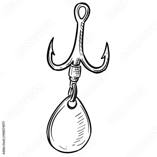 fishing hook handdrawn illustration