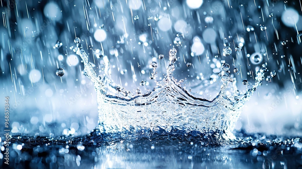 custom made wallpaper toronto digital  A close-up of a water splash with a crown on the ground amidst rain pouring down