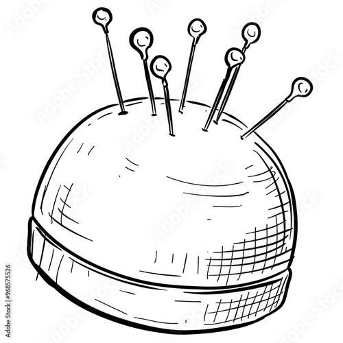 sewing pincushion handdrawn illustration