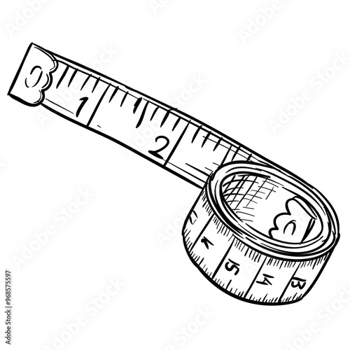 sewing measuring tape handdrawn illustration