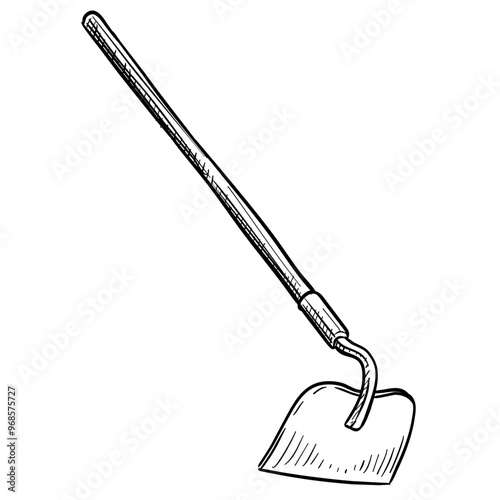 garden hoe handdrawn illustration