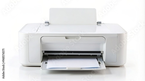 technology, device, business, digital, copy, paper, modern, copier, office machinery,printer, document, office, White printer isolated on white background with a shallow depth of field