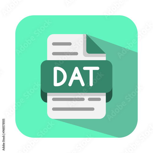 Dat document flat icons. file type, extension, document format symbol icon. abstract concept database icon for creative design.