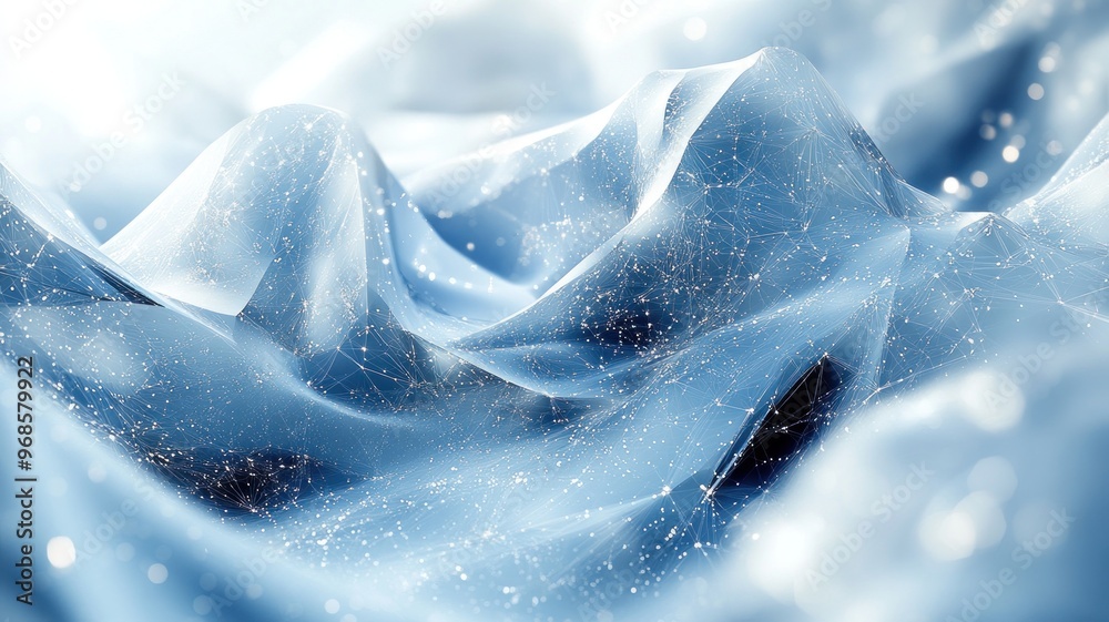 Abstract blue fabric with shimmering particles and soft folds. Abstract blue fabric with shimmering particles and soft folds.