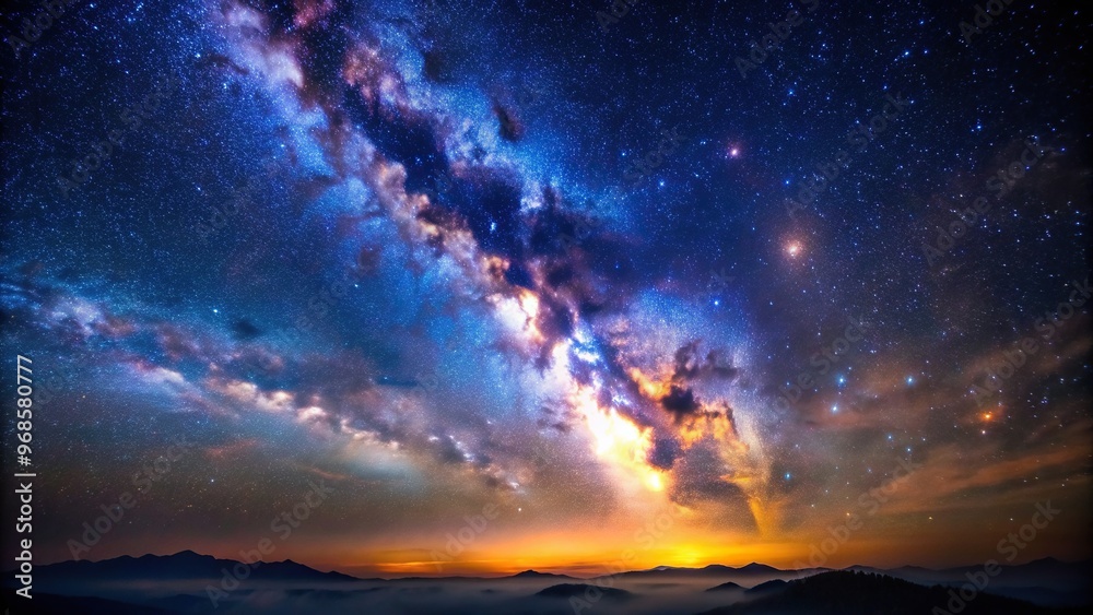 Fototapeta premium ethereal, fantasy, panoramic, space, darkness, dark background, abstract, universe, Milky Way, mystic, cosmic, Night starry sky Milky Way Abstract dark background Bird s Eye View