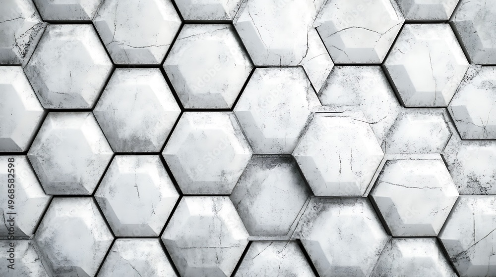 Weathered White Hexagonal Tile Wall Weathered White Hexagonal Tile Wall