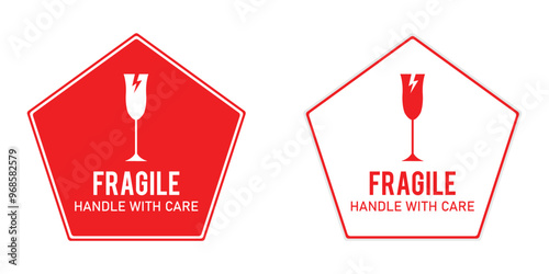 Fragile glass icon representing products that require careful handling due to delicate materials. Isolated on white background in eps 10.