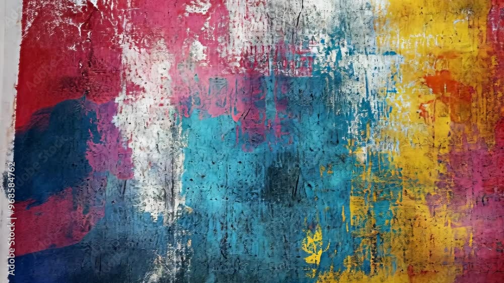 Vibrant abstract wall art creation with bold colors and textures in modern urban setting Vibrant abstract wall art creation with bold colors and textures in modern urban setting