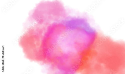 Transparent watercolor color smoke explosion texture overlay effect. Watercolor texture of clouds, paint brush strokes, paint stain strokes. Png file