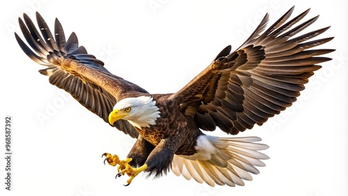 Attacking talon of an eagle isolated on white wide angle, power, fierce, attacking, isolated, white background, raptor, action, nature,eagle, close view, close-up, claw, animal, majestic