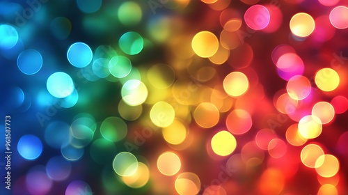 A vibrant background featuring colorful bokeh light decorations.