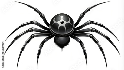 Black and white vector drawing of a spooky spider creates an eerie atmosphere perfect for Halloween decorations and photo