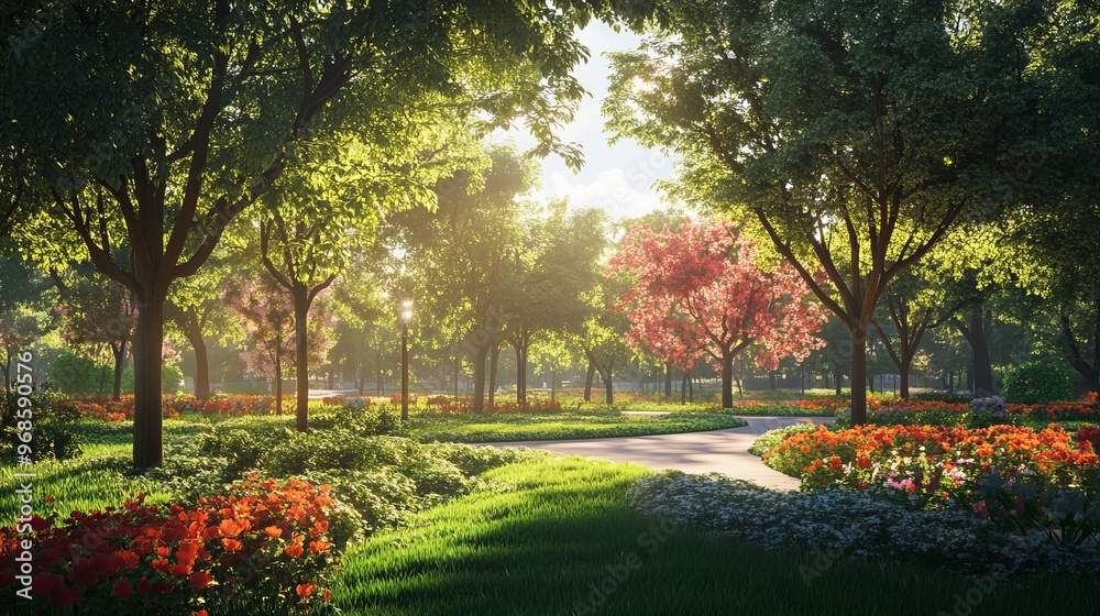 Plants situated in the center of a park, adding natural beauty and a touch of greenery to the surrounding landscape. Plants situated in the center of a park, adding natural beauty and a touch of greenery to the surrounding landscape.