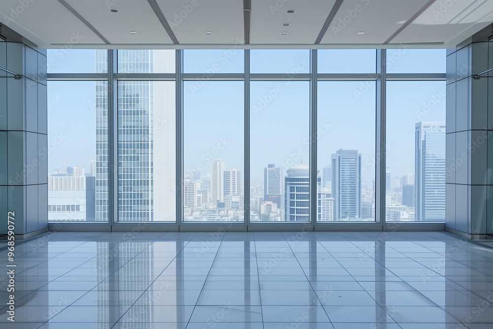 Background image of blue office building glass windows with skyscrapers in the background Background image of blue office building glass windows with skyscrapers in the background