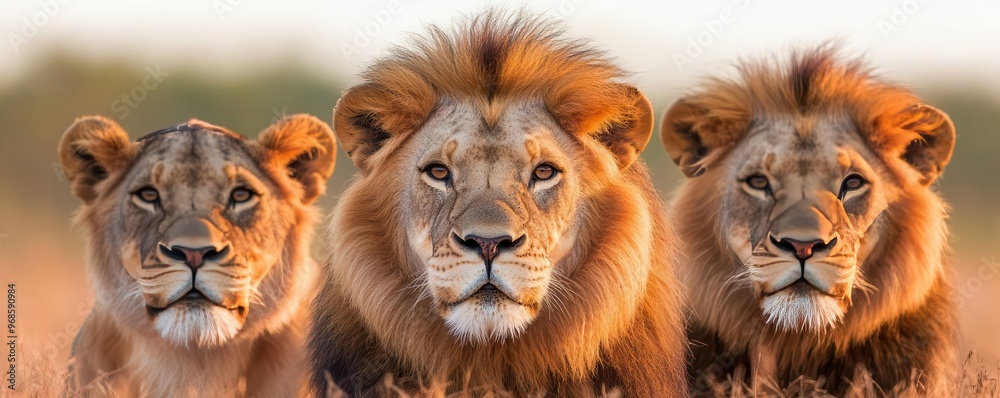 Obraz premium Majestic lion pride on African savanna