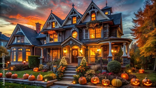 Cobweb-shrouded structures loom, their foreboding facades adorned with malevolent trappings, beckoning the brave and