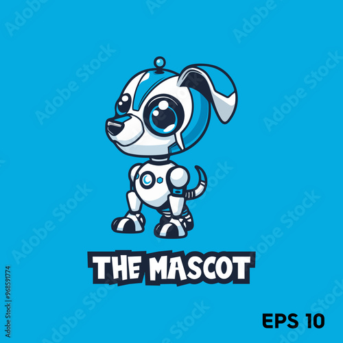 Robot dog mascot, vector, logo, character, cartoon, illustration, eps10