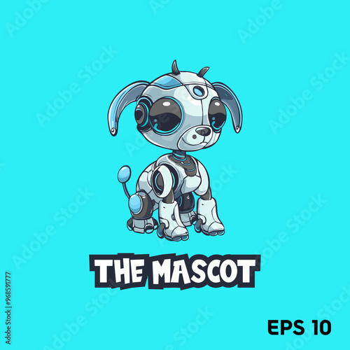 Robot dog mascot, vector, logo, character, cartoon, illustration, eps10