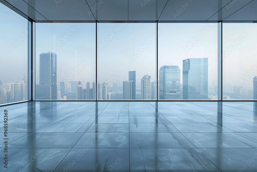 Background image of blue office building glass windows with skyscrapers in the background Background image of blue office building glass windows with skyscrapers in the background