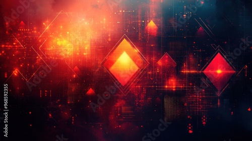 Abstract digital artwork featuring geometric shapes and vibrant colors.