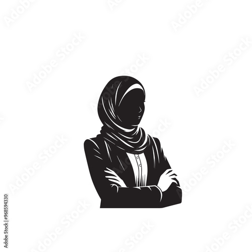 Muslim women silhouette. Muslim women vector logo, icon isolated on white backgorund.